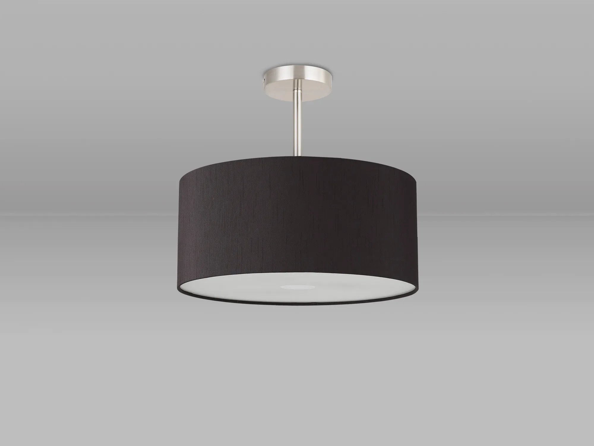 Baymont 40cm Semi Flush 3 Light Satin Nickel, Black, Frosted Diffuser DK0423  Deco Baymont SN BL